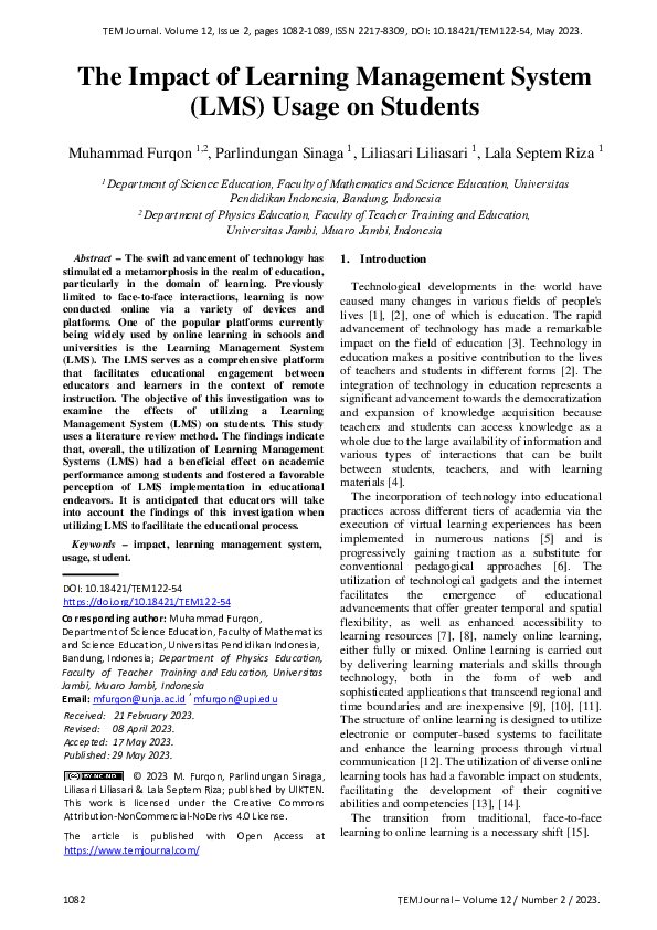 Pdf The Impact Of Learning Management System Lms Usage On Students Pdf The Impact Of Learning Management System Lms Usage On Students