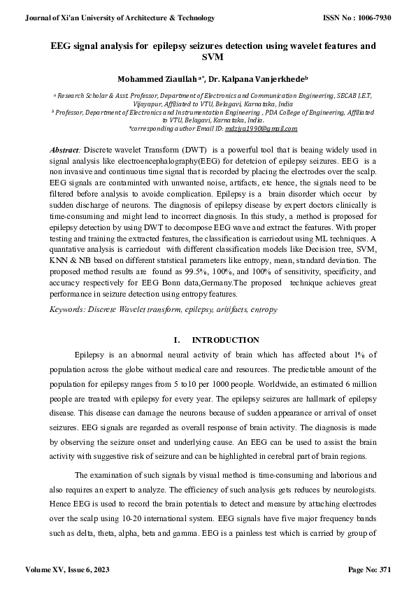 (PDF) EEG signal analysis for epilepsy seizures detection using wavelet ...