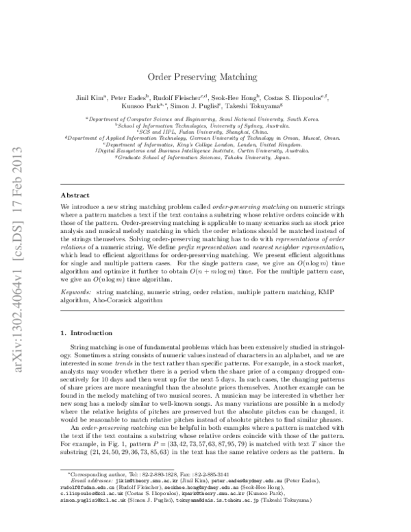 Order-preserving matching