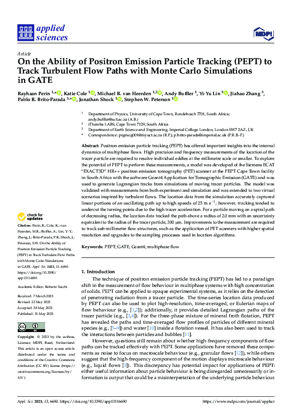 (PDF) On the Ability of Positron Emission Particle Tracking (PEPT) to ...