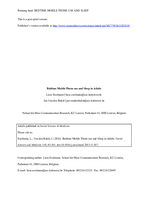 (DOC) Bedtime mobile phone use and sleep in adults