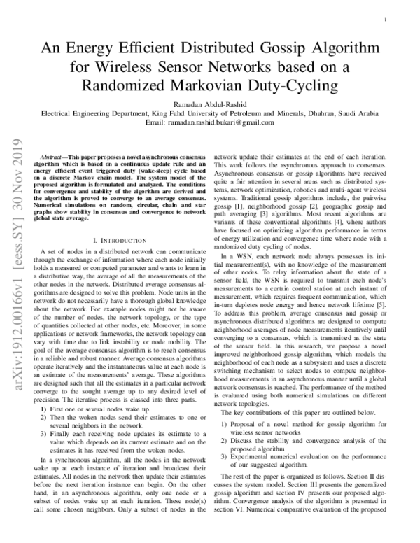 (PDF) An Energy Efficient Distributed Gossip Algorithm for Wireless ...