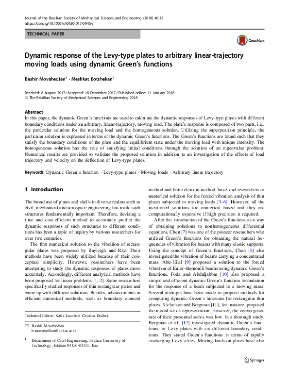 (PDF) Dynamic response of the Levy-type plates to arbitrary linear ...