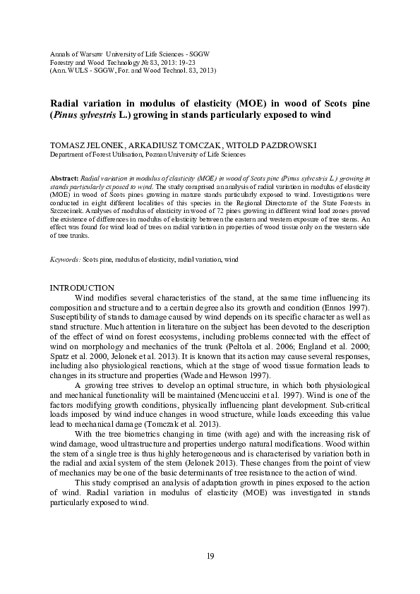 (PDF) Radial variation in modulus of elasticity (MOE) in wood of Scots ...