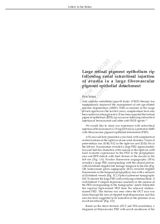 (PDF) Large retinal pigment epithelium rip following serial ...