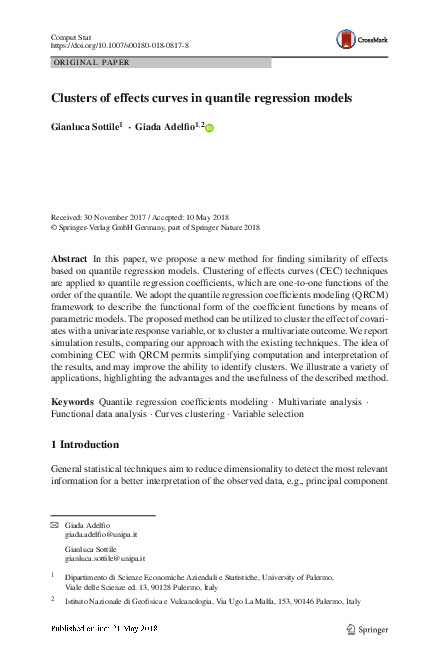 (PDF) Clusters of effects curves in quantile regression models