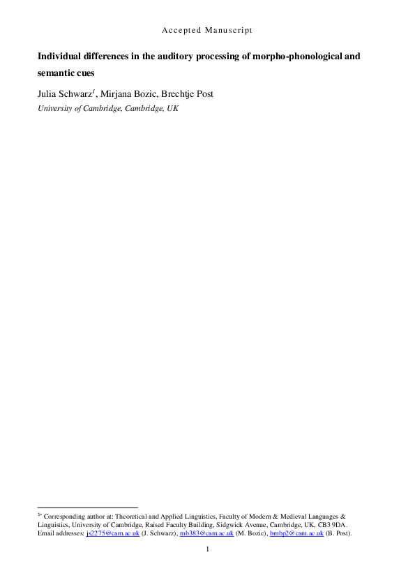 (PDF) Individual differences in the auditory processing of morpho ...