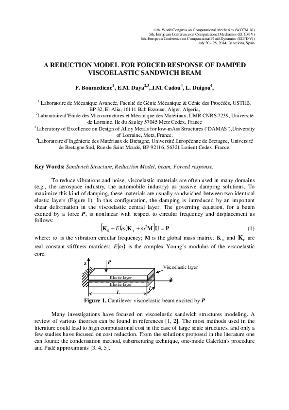 (PDF) A Reduction Model for Forced Response of Damped Viscoelastic ...