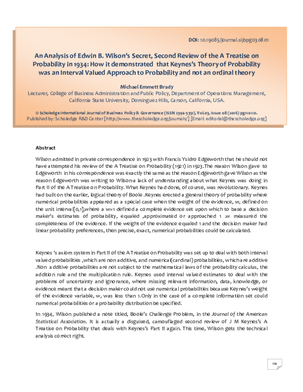 (PDF) An Analysis of Edwin B. Wilson's Secret, Second Review of the A ...