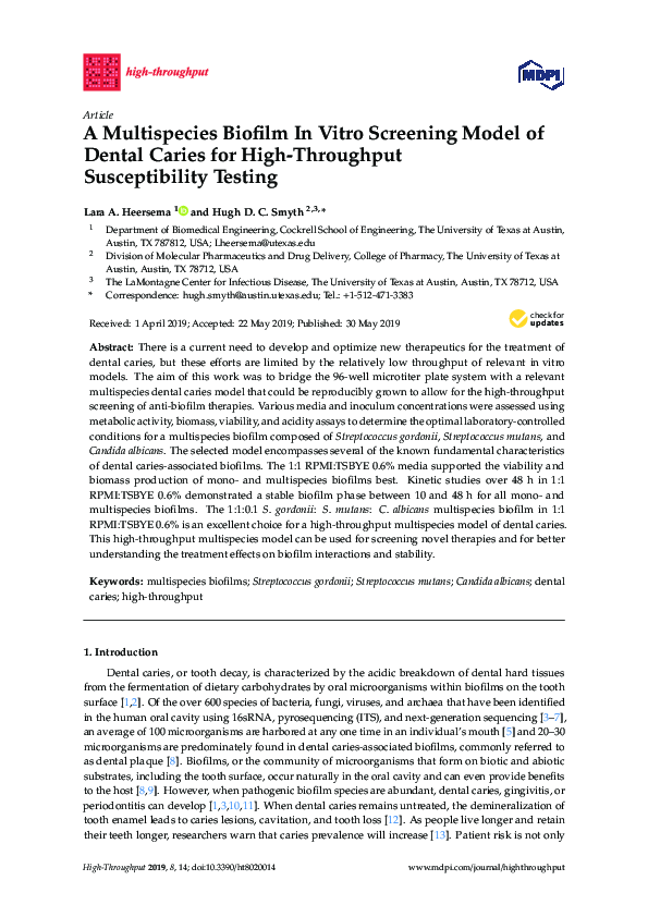 (PDF) A Multispecies Biofilm In Vitro Screening Model of Dental Caries ...