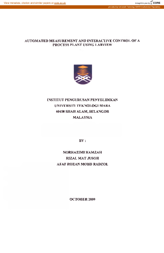(PDF) Automated measurement and interactive control of a process plant ...
