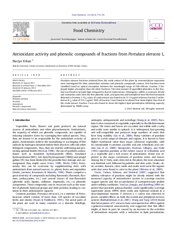 (PDF) Antioxidant activity and phenolic compounds of fractions from ...