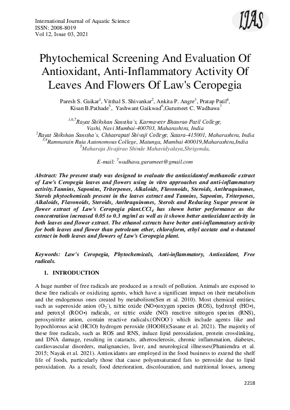 (PDF) Phytochemical Screening And Evaluation Of Antioxidant, Anti ...
