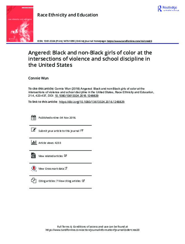 (PDF) Angered: Black and non-Black girls of color at the intersections ...