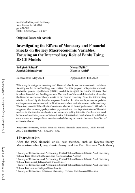(PDF) Investigating the Effects of Monetary and Financial Shocks on the ...