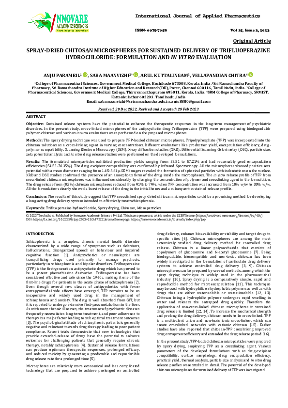 (PDF) Spray-Dried Chitosan Microspheres for Sustained Delivery of ...