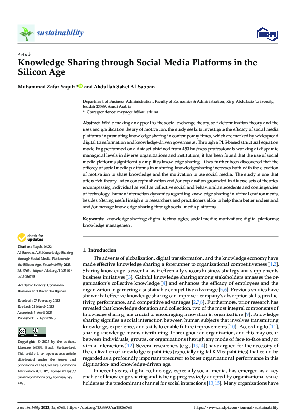 (PDF) Knowledge Sharing through Social Media Platforms in the Silicon Age