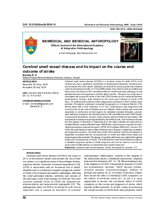 (PDF) Cerebral Small Vessel Disease and its Impact on the Course and ...