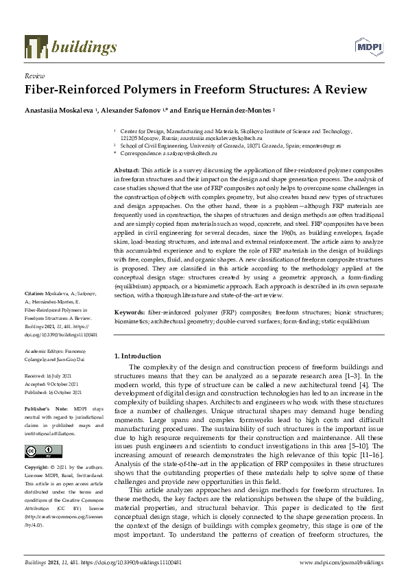 (PDF) Fiber-Reinforced Polymers in Freeform Structures: A Review