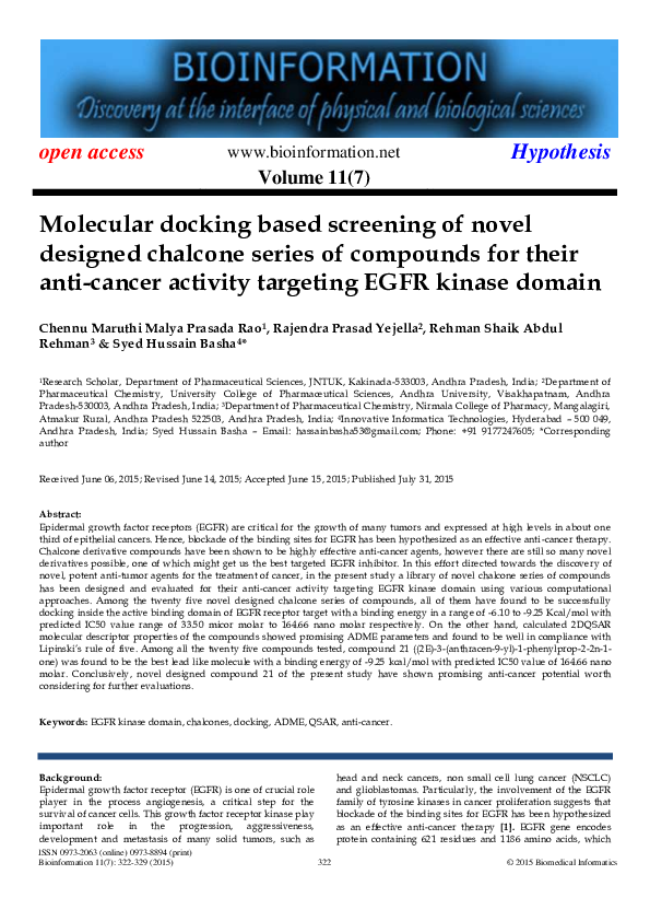 (PDF) Molecular docking based screening of novel designed chalcone ...