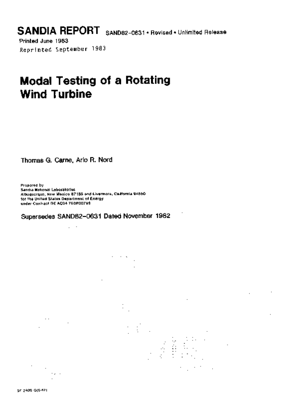 (PDF) Modal Testing of a Rotating . Wind Turbine