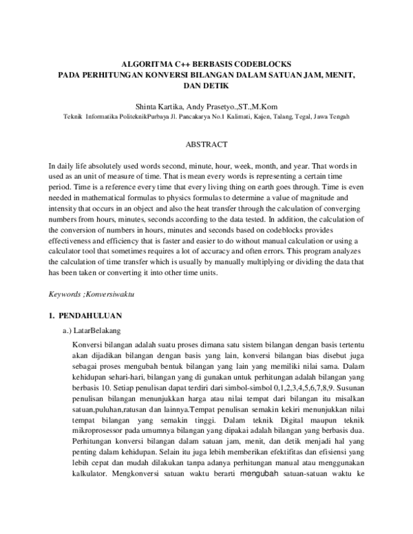 (PDF) Algoritma C++ Berbasis Codeblocks Pada Perhitungan Konversi ...