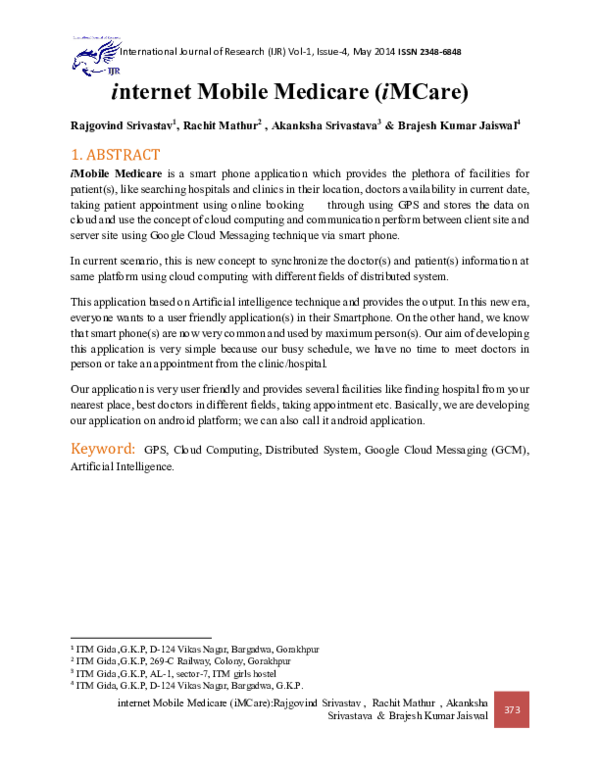 (PDF) internet Mobile Medicare (iMCare)
