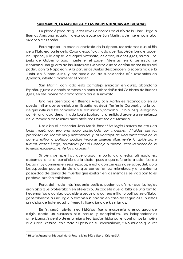 (PDF) San Martín, la masoneria y las independencias americanas