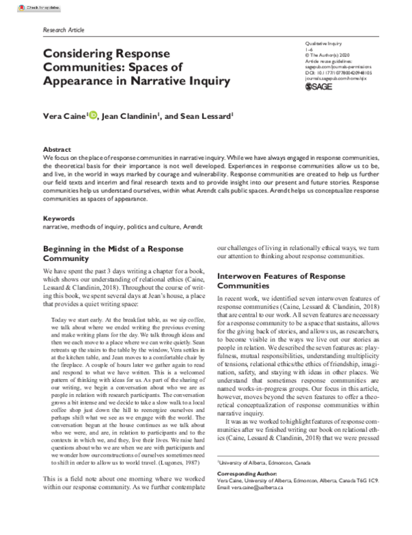 (PDF) Considering Response Communities: Spaces of Appearance in ...