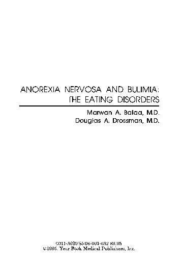 (PDF) Anorexia nervosa and bulimia: The eating disorders