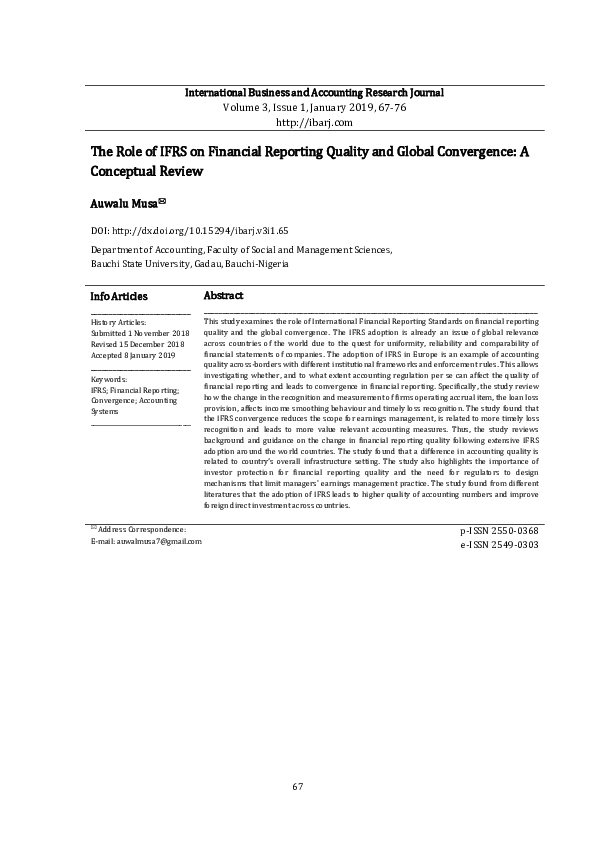 (PDF) The Role of IFRS on Financial Reporting Quality and Global ...