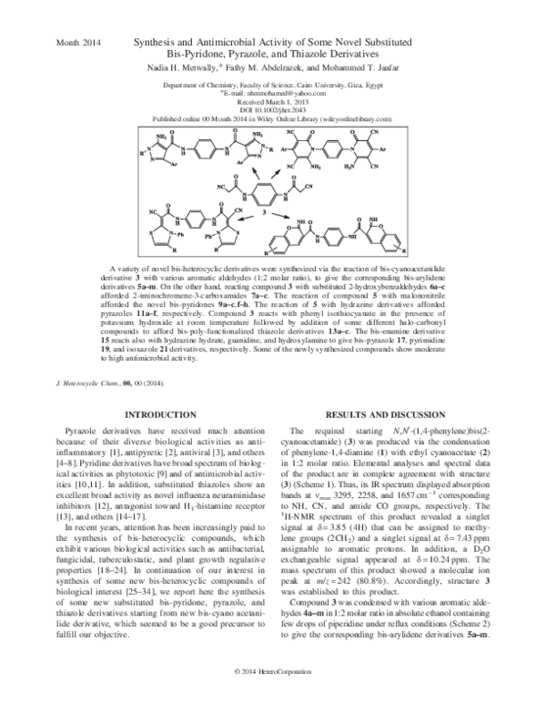 (PDF) Synthesis and Antimicrobial Activity of Some Novel Substituted ...