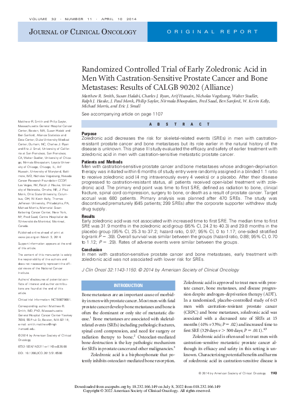 (PDF) Randomized Controlled Trial of Early Zoledronic Acid in Men With ...