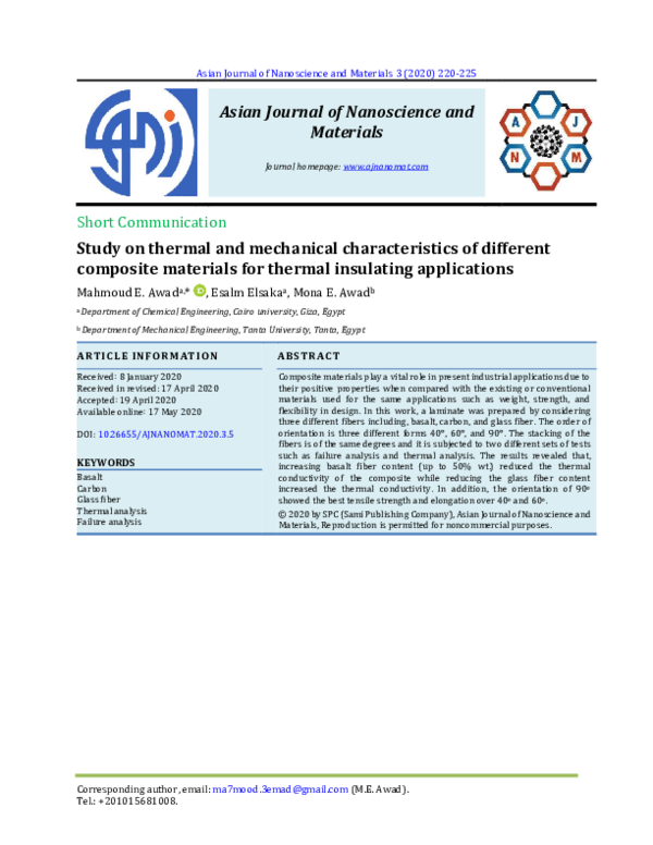 (PDF) Study on thermal and mechanical characteristics of different ...