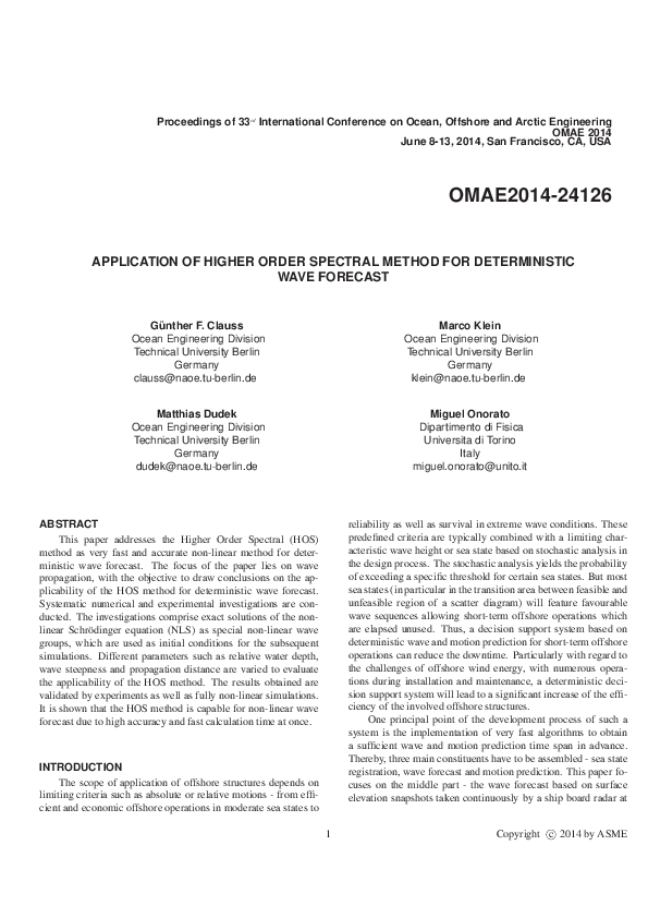 (PDF) Application of Higher Order Spectral Method for Deterministic ...