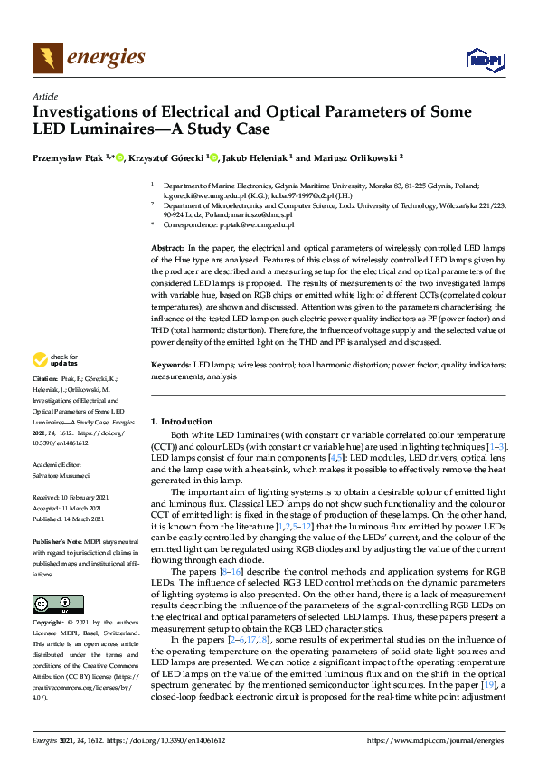 (PDF) Investigations of Electrical and Optical Parameters of Some LED ...