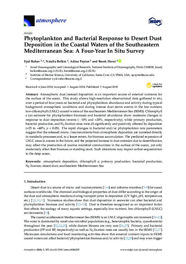 (PDF) Phytoplankton and Bacterial Response to Desert Dust Deposition in ...
