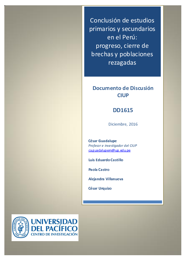 (PDF) Conclusión de estudios primarios y secundarios en el Perú ...