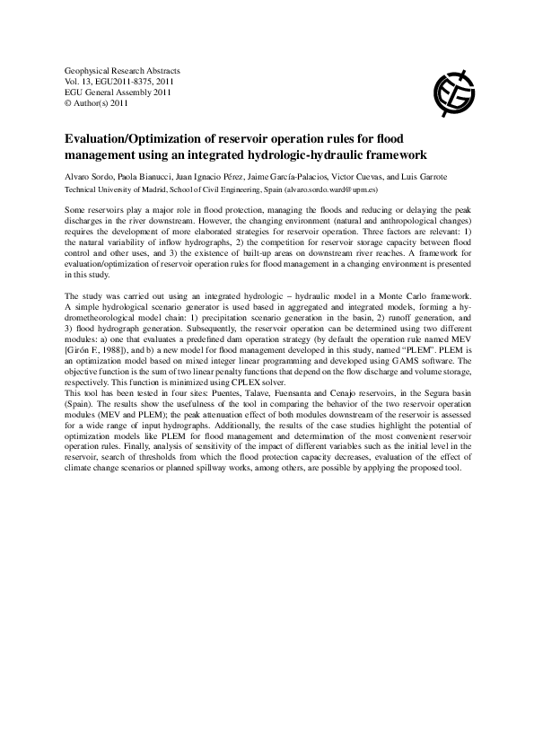 (PDF) Evaluation/Optimization of reservoir operation rules for flood ...