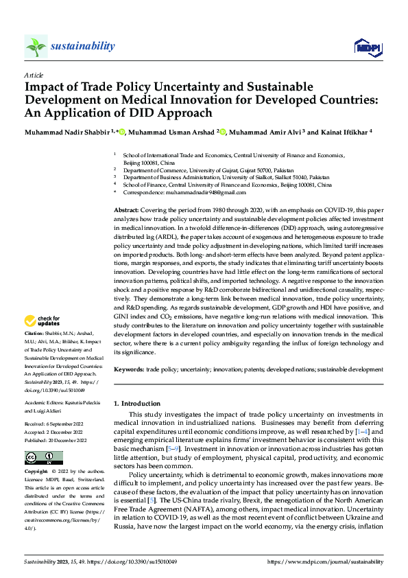 (PDF) Impact of Trade Policy Uncertainty and Sustainable Development on ...