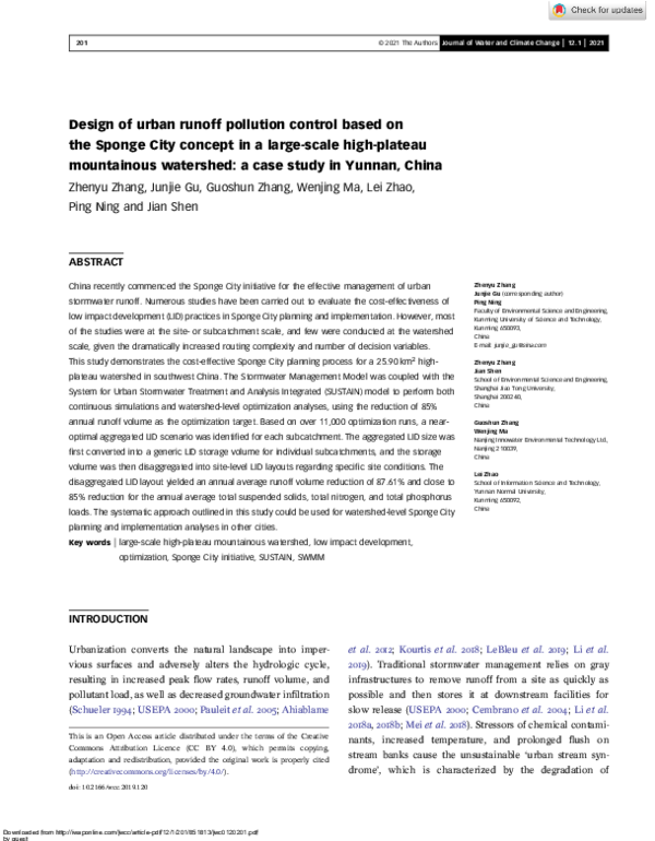 (PDF) Design of urban runoff pollution control based on the Sponge City ...