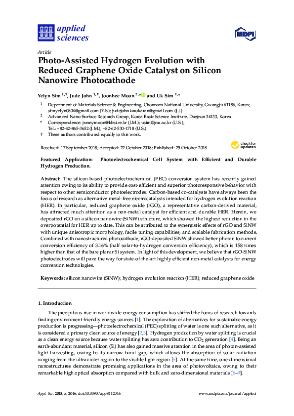 (PDF) Photo-Assisted Hydrogen Evolution with Reduced Graphene Oxide ...