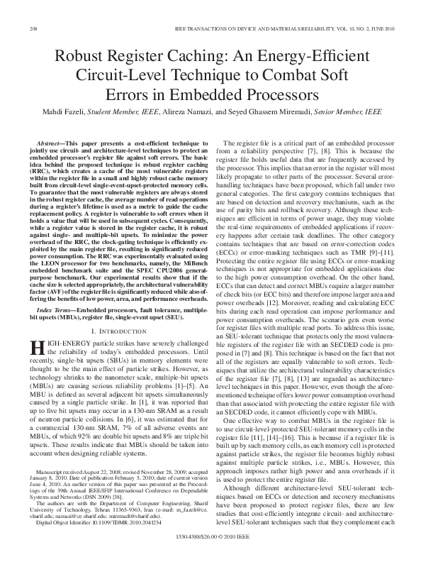(PDF) Robust Register Caching: An Energy-Efficient Circuit-Level ...