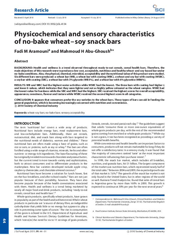 (PDF) Physicochemical and sensory characteristics of no-bake wheat-soy ...