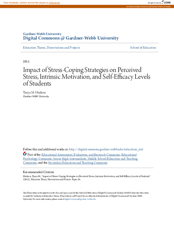 (PDF) Impact of stress-coping strategies on perceived stress, intrinsic ...