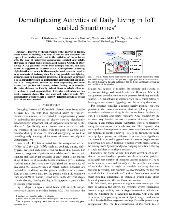 (PDF) Demultiplexing activities of daily living in IoT enabled smarthomes