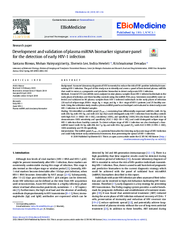 (PDF) Development and validation of plasma miRNA biomarker signature ...