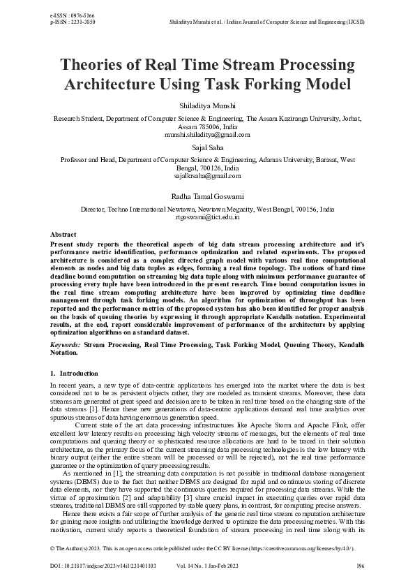 (PDF) Theories of Real Time Stream Processing Architecture Using Task ...