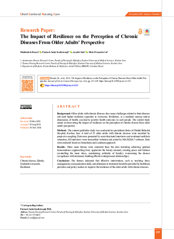 (PDF) The Impact of Resilience on the Perception of Chronic Diseases ...