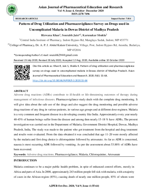 (PDF) Pattern of Drug Utilization and Pharmacovigilance Survey on Drugs ...